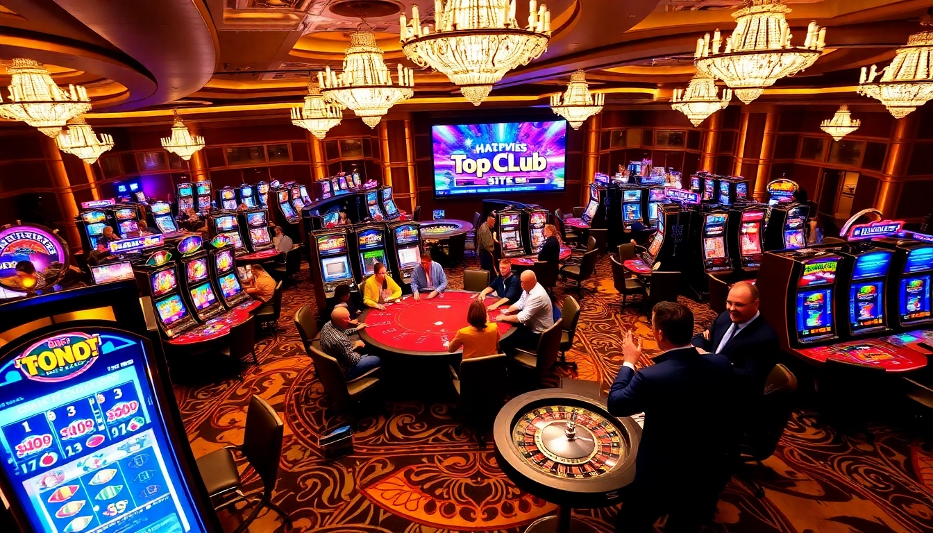 Experience the excitement of gambling at https://topclub.site/ with vibrant slot machines and engaging players.