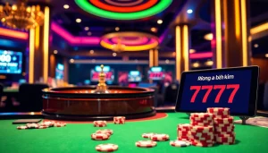 Experience the excitement of rồng bạch kim 777 at a luxury casino with roulette and poker action.