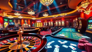 Experience the thrill of gambling at s8net.com with poker chips, a roulette wheel, and vibrant casino ambiance.