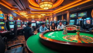 Engaging ambiance of a luxury casino showcasing 'casino en ligne bonus sans dépôt' promotions.