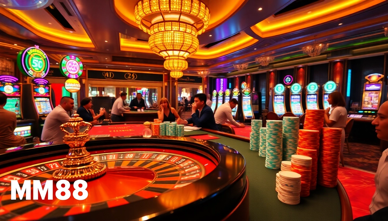 Experience the excitement of betting at MM88 with vibrant casino tables and winning moments.