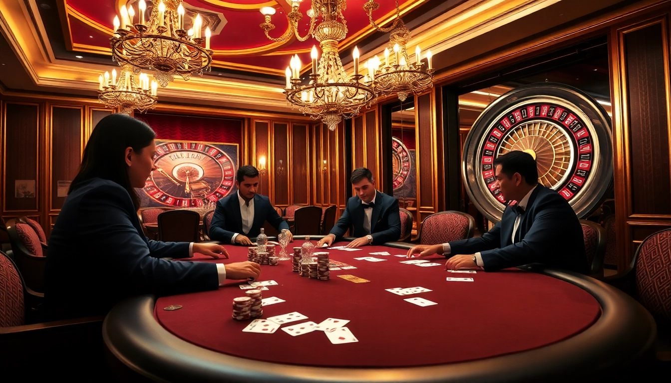 High-stakes poker players at an elegant casino table representing xx88.uk.com's luxurious gambling experience.