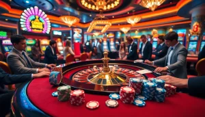 Players engaging in a high-stakes game at CM88 casino's roulette table.
