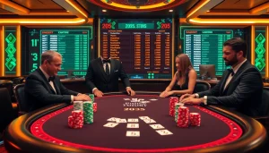 Experience the excitement of the meilleur casino en ligne 2035 with vibrant poker action and digital betting interfaces.