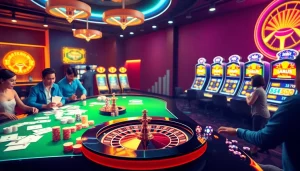 Engage in the thrilling Đăng Nhập Nhà Cái 68VIP experience with lively casino visuals and vibrant gaming atmosphere.