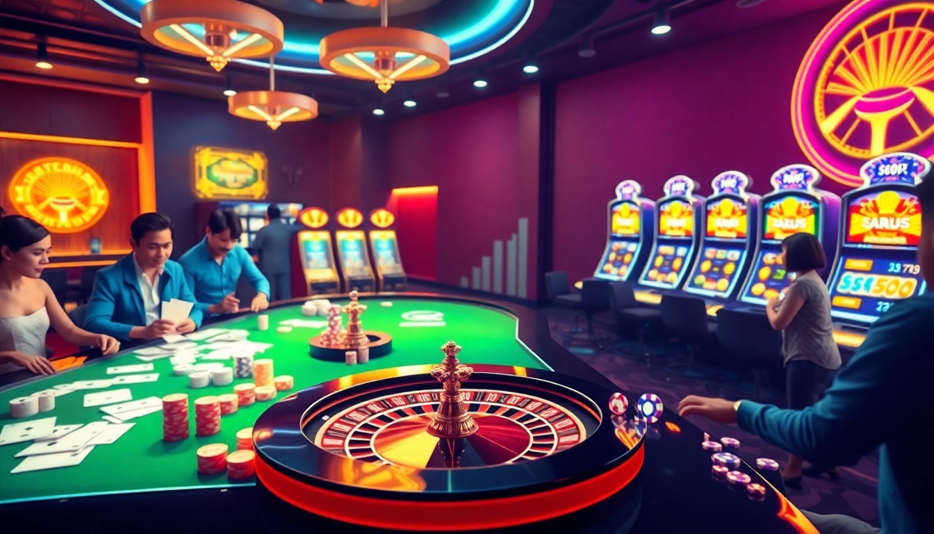 Engage in the thrilling Đăng Nhập Nhà Cái 68VIP experience with lively casino visuals and vibrant gaming atmosphere.